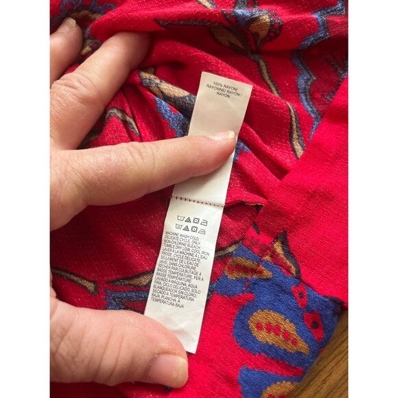 Lucky Brand red blue three quarter sleeved top size XL - Picture 7 of 9